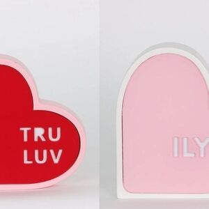 Valentine's Day Red and Pink Tru Luv and ILYSM Heart Decorations, 2 Count